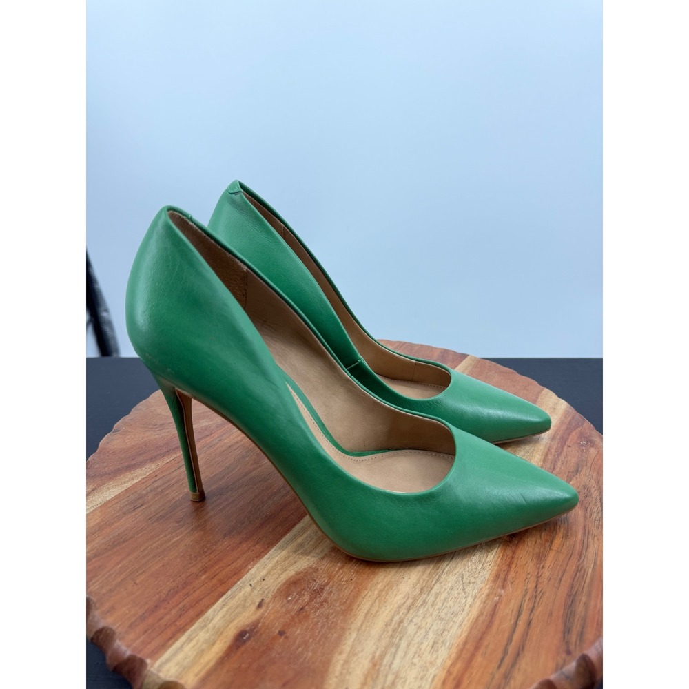 Steve Madden Daisie Pump Women 8M Green Leather Pointed Toe Stiletto Heels